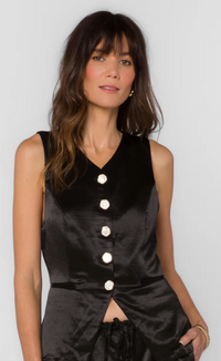 Pisces Black Satin Vest