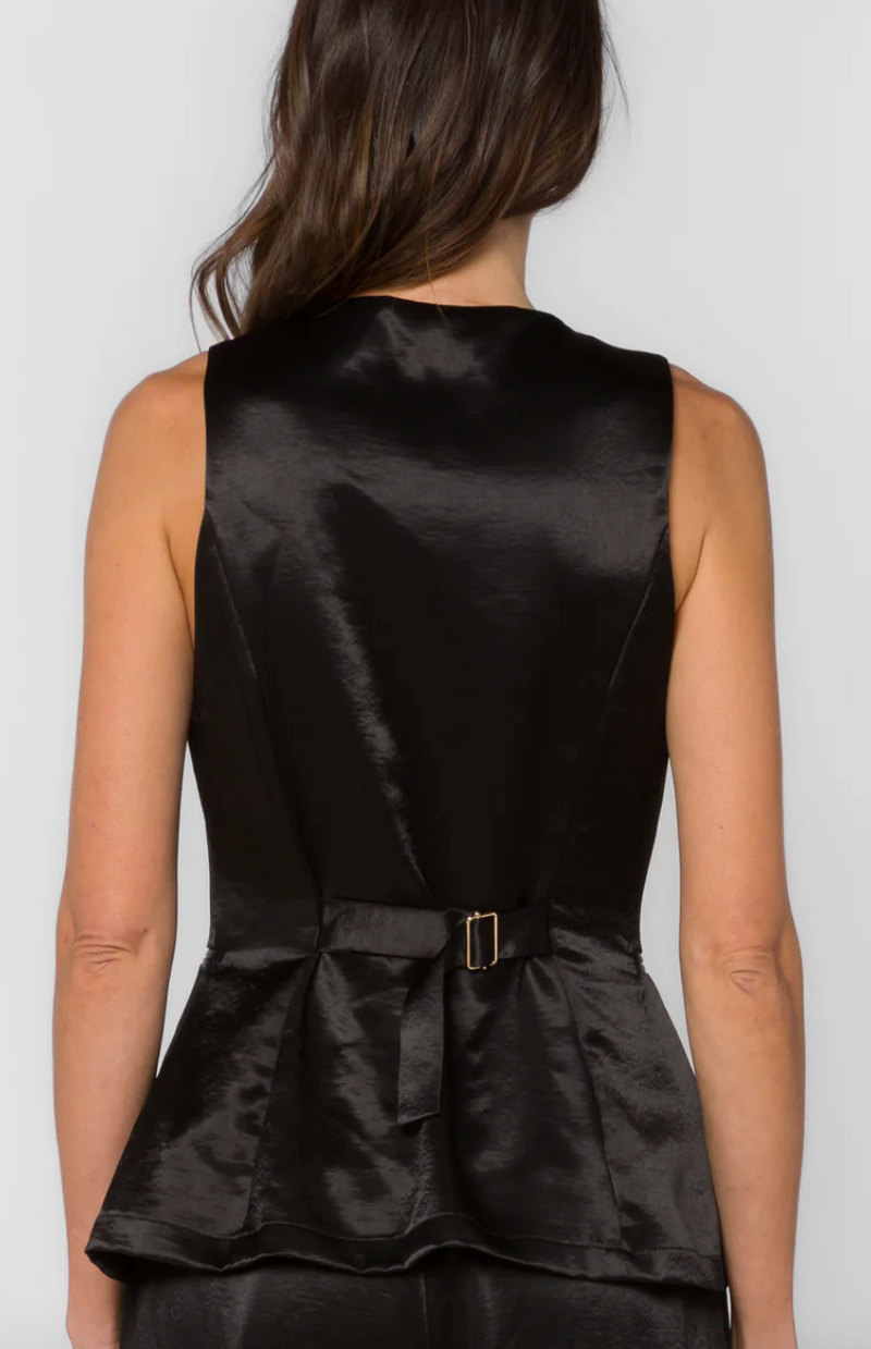 Pisces Black Satin Vest