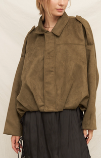 Sienna Faux Suede Jacket - Green