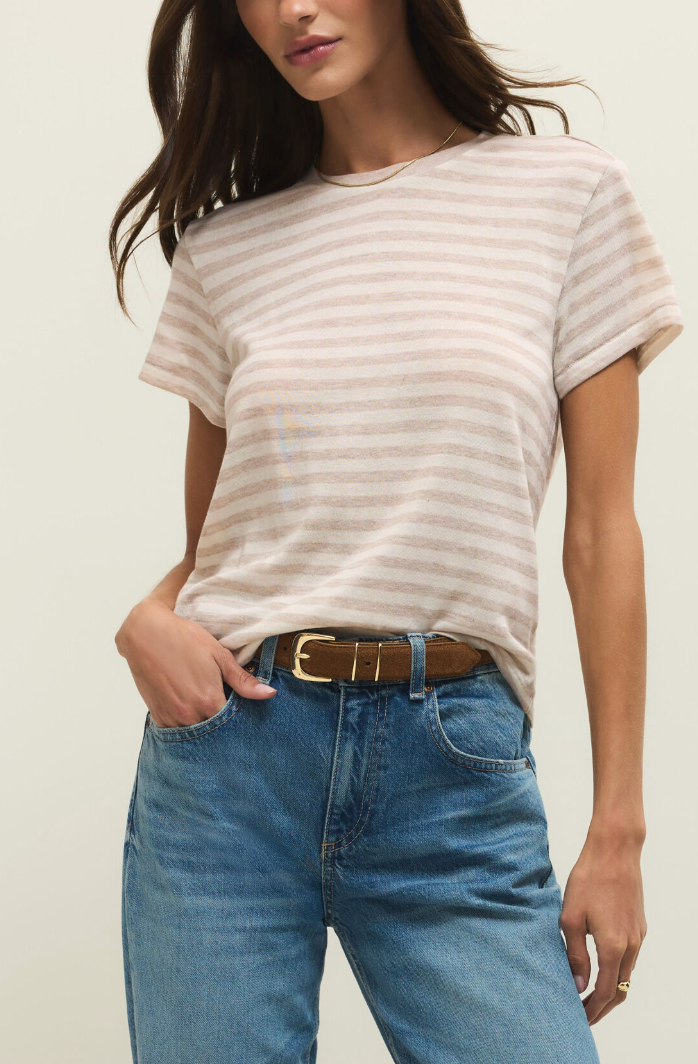 Tourist Striped Tee - Beige