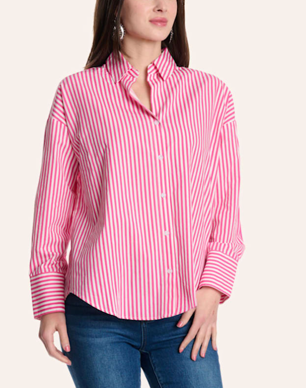 Lola Button Up Top - Pink