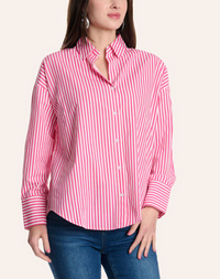 Lola Button Up Top - Pink