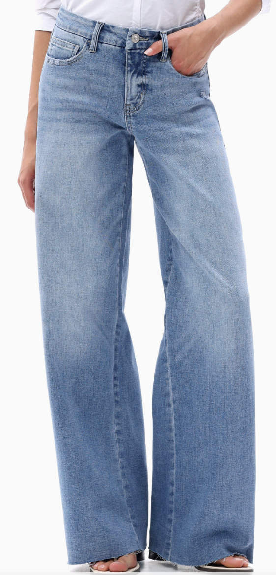 Tatum Mid-Rise Wide Leg Jeans - Medium Blue