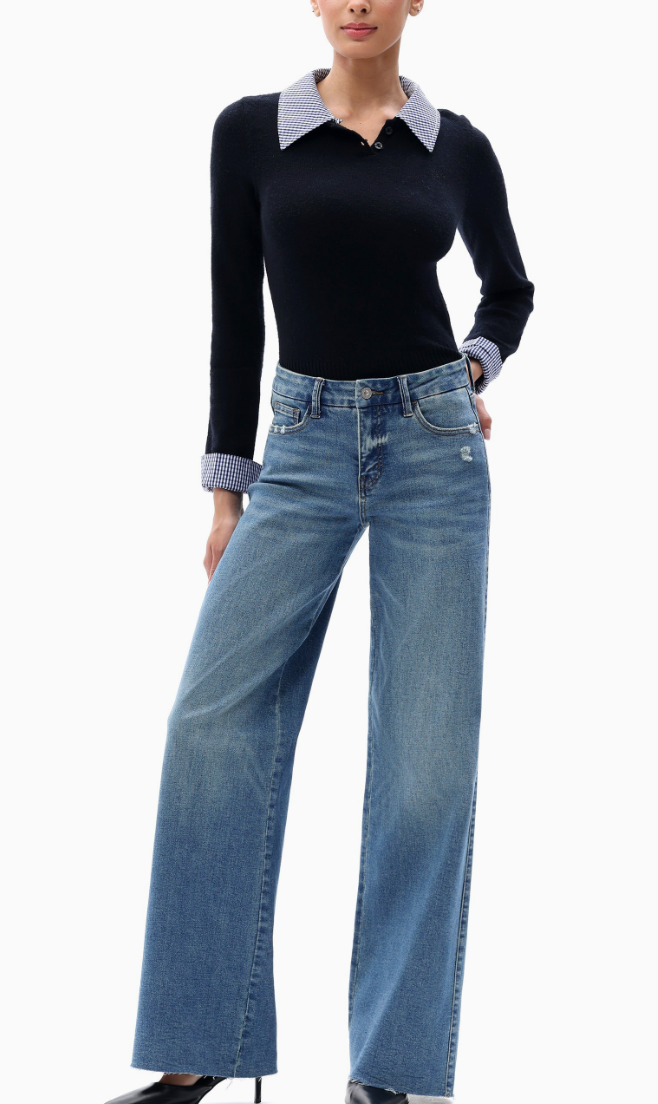 Tatum Mid-Rise Wide Leg Jeans - Vintage Blue