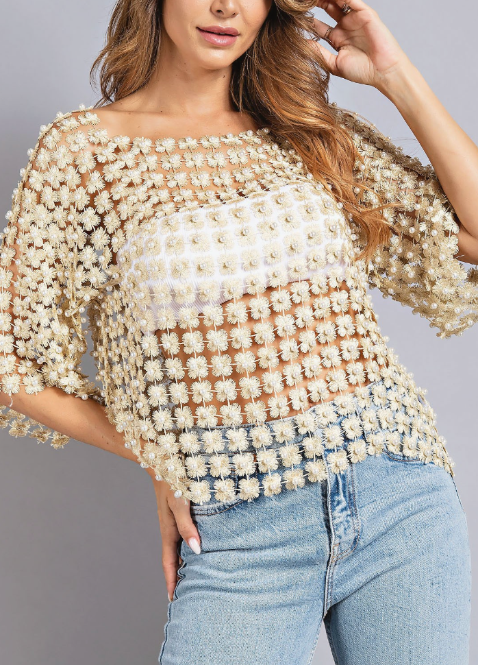 Blossom Crochet Top - Gold