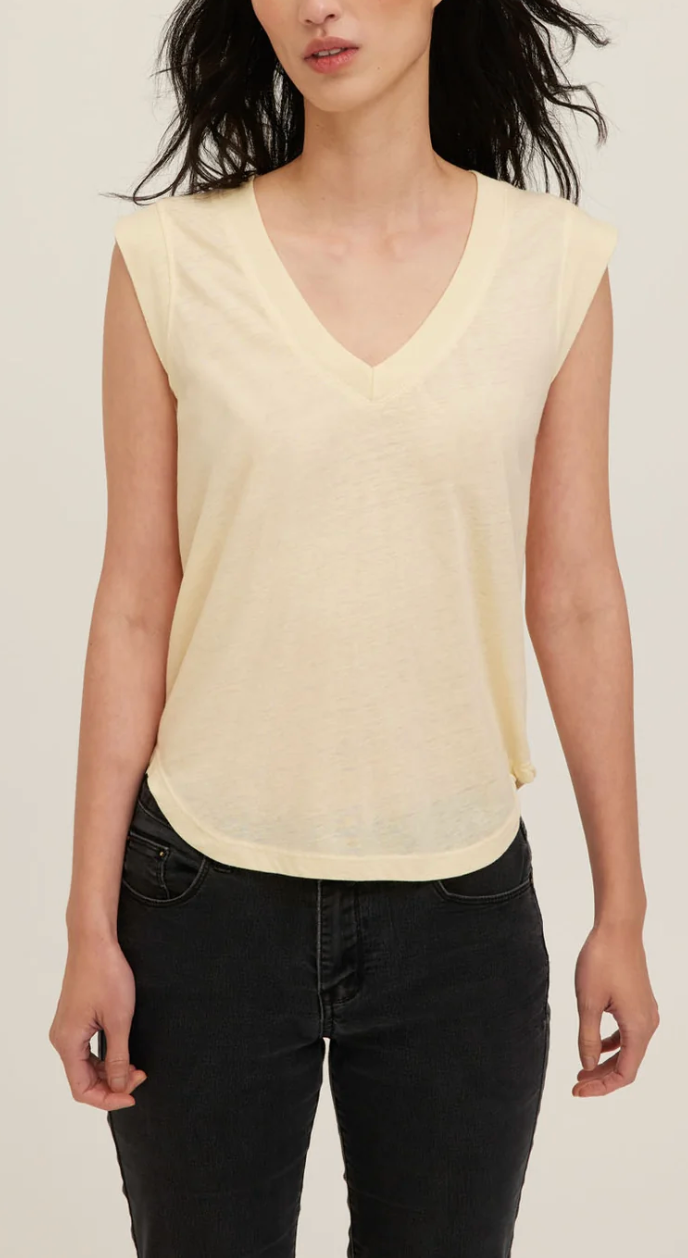 Rue V Neck Tank Top - Yellow