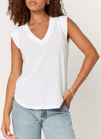 Rue V Neck Tank Top - White