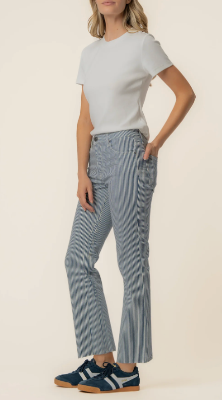 Kelsey Ankle Flair Jeans - Pinstripe
