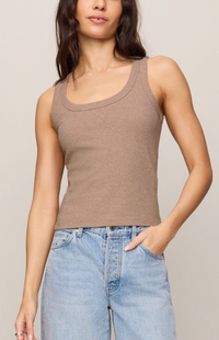 Rowe Scoop Tank Top - Heather Ash