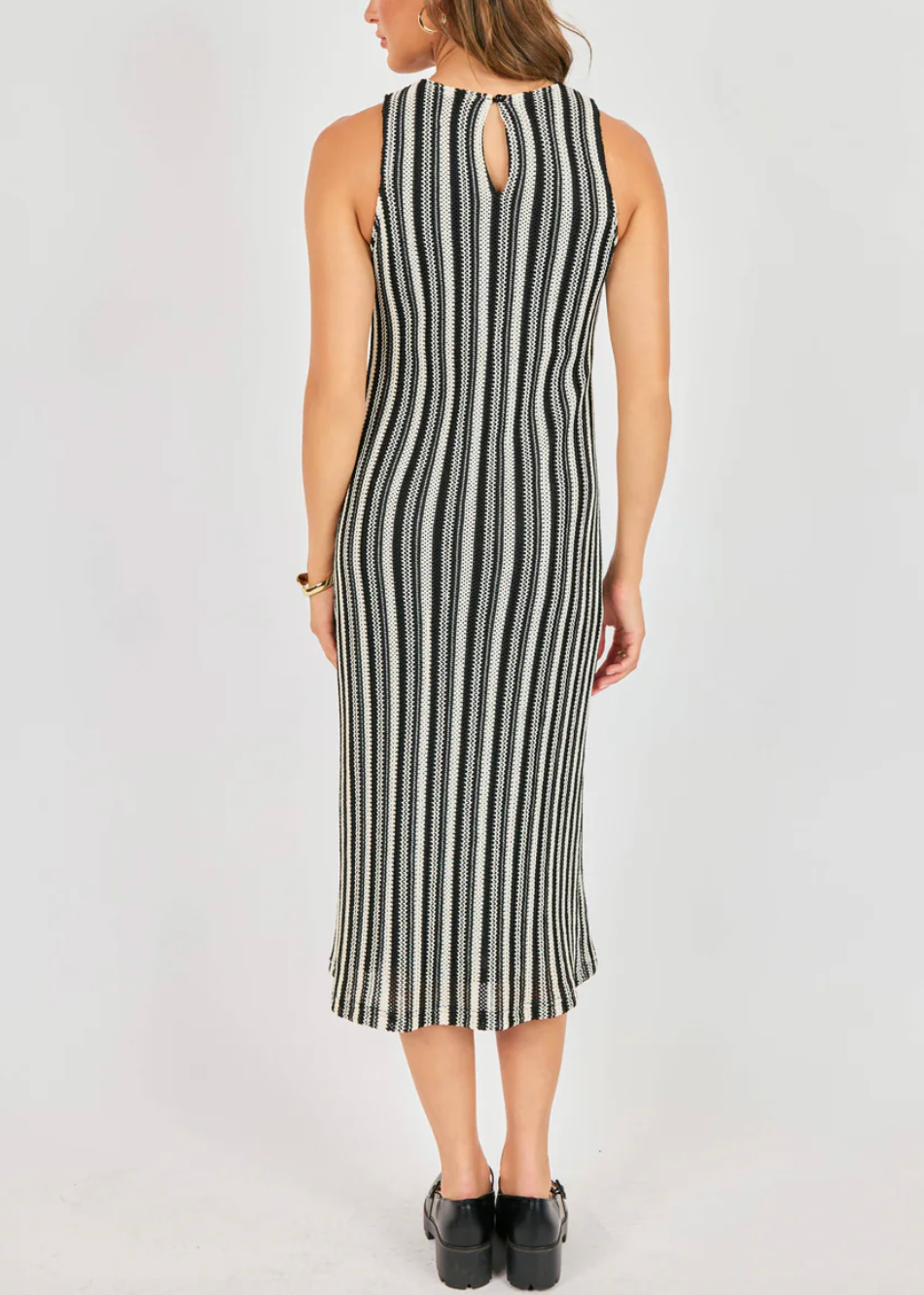 Moonlit Path Knit Dress - Black & Ivory