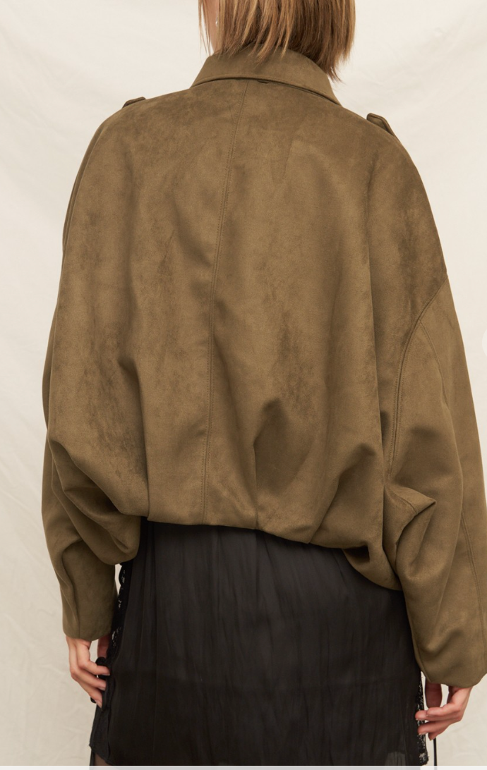 Sienna Faux Suede Jacket - Green
