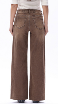 Tatum Mid-Rise Wide Leg Jeans - Brown