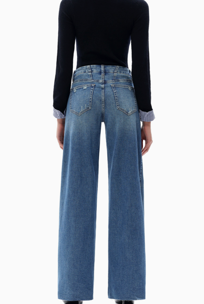 Tatum Mid-Rise Wide Leg Jeans - Vintage Blue