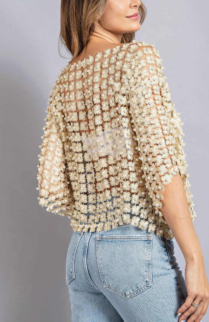Blossom Crochet Top - Gold