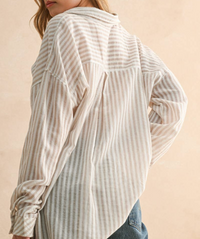 Eden Linen Button Up Shirt - Beige