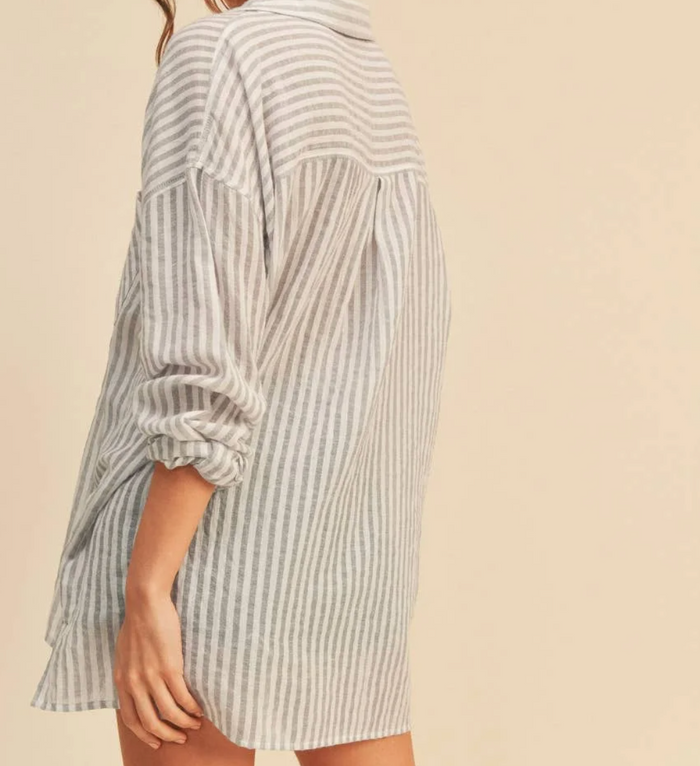 Eden Linen Button Up Shirt - Grey