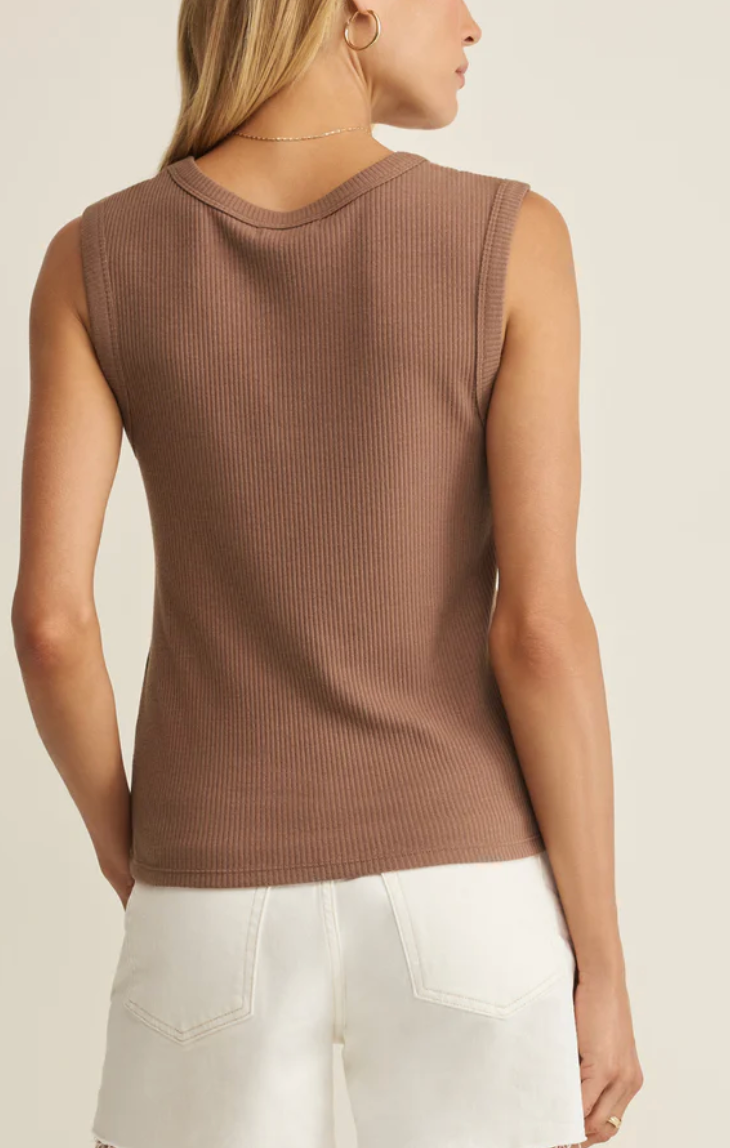 Leisurely Ribbed Tank - Palo Santo