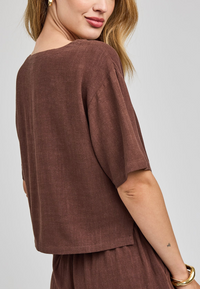 Gemini Linen Top - Espresso