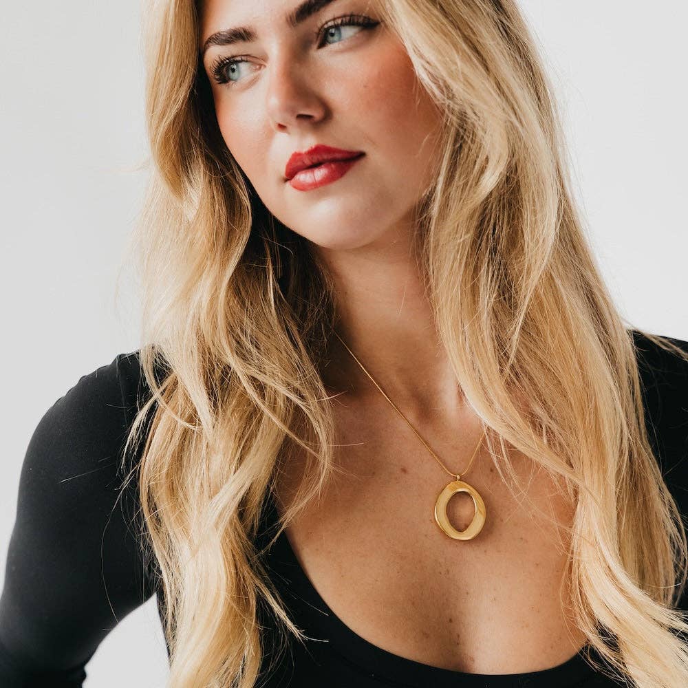 Camille Open Circle Waterproof Necklace: Gold