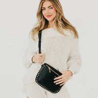 Pebble Sabrina Studded Bum Bag: Black