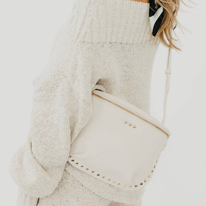 Pebble Sabrina Studded Bum Bag: Cream