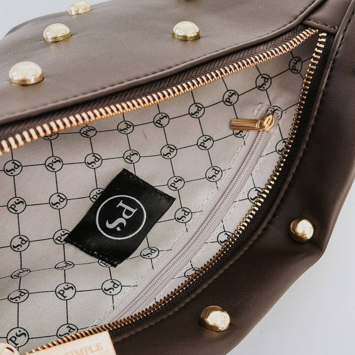 Gold Studded Westlyn Bum Bag: Chocolate