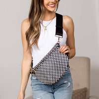 Layla Woven Checkered Crossbody Sling Bag: Black Check
