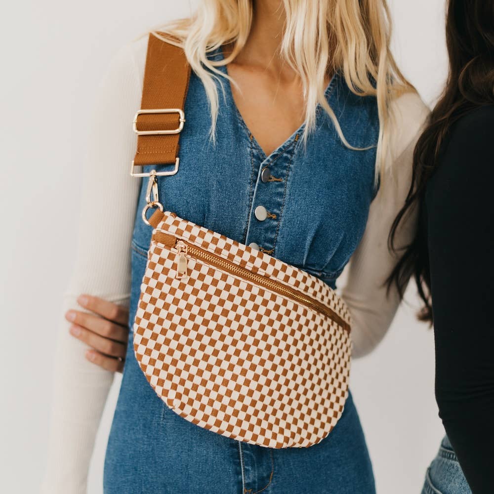 Westlyn Woven Bum Bag : Checkered Brown