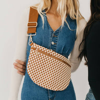 Westlyn Woven Bum Bag : Checkered Brown