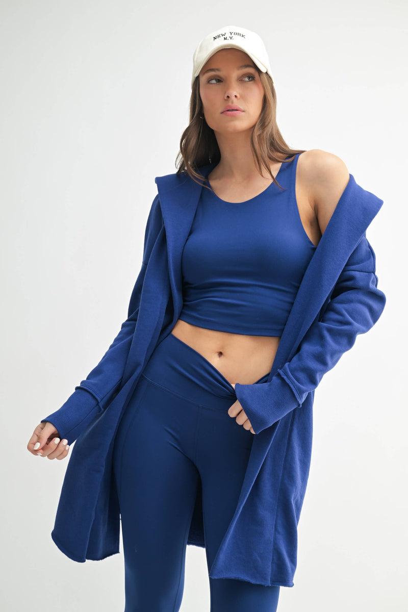 Blaire Open Front Hoodie Cardigan - Blue