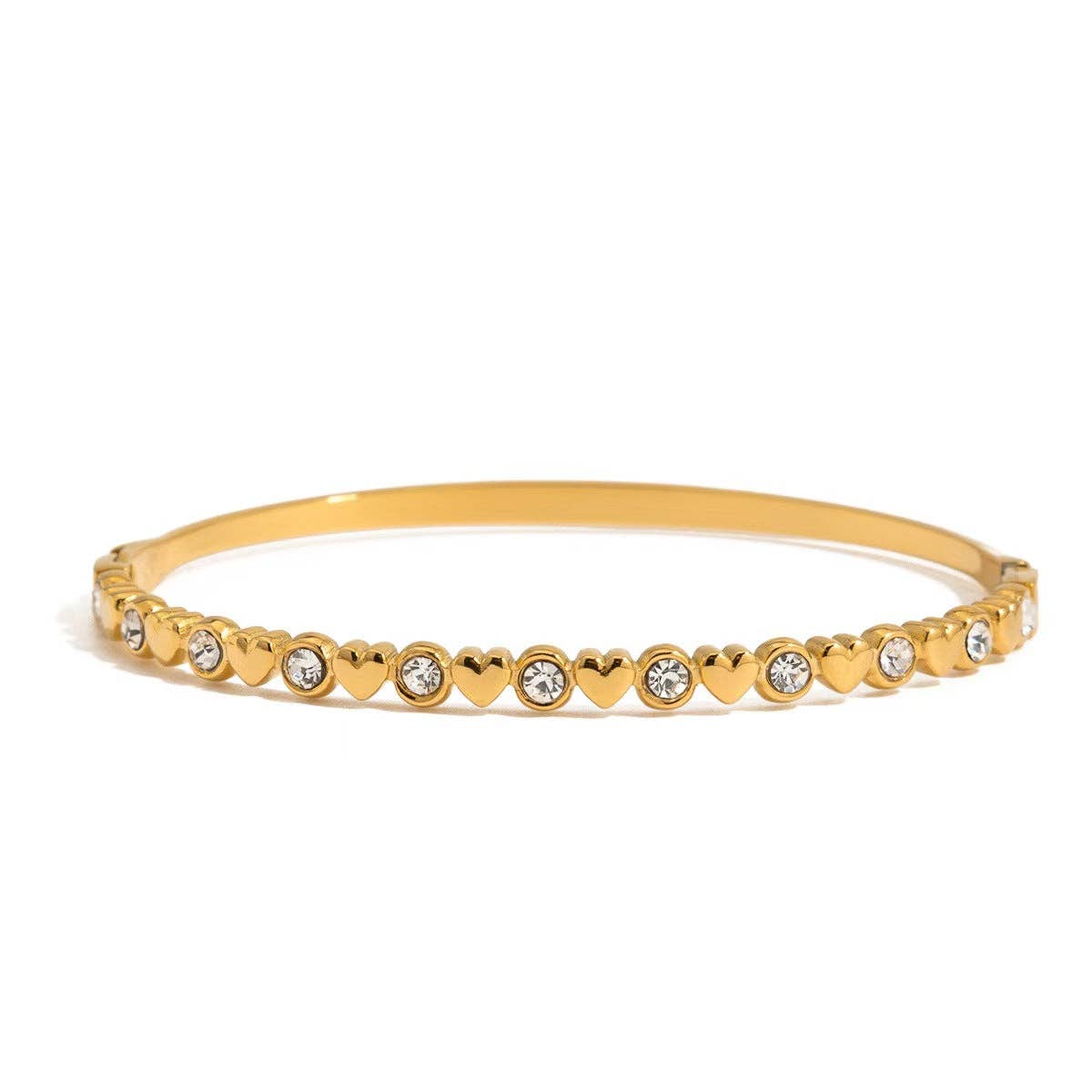 Hearts & Diamonds Hinge Bracelet - Gold