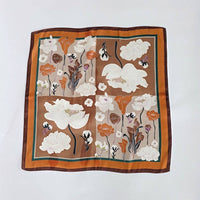 Fiona Floral Square Scarf: Taupe