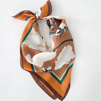 Fiona Floral Square Scarf: Taupe