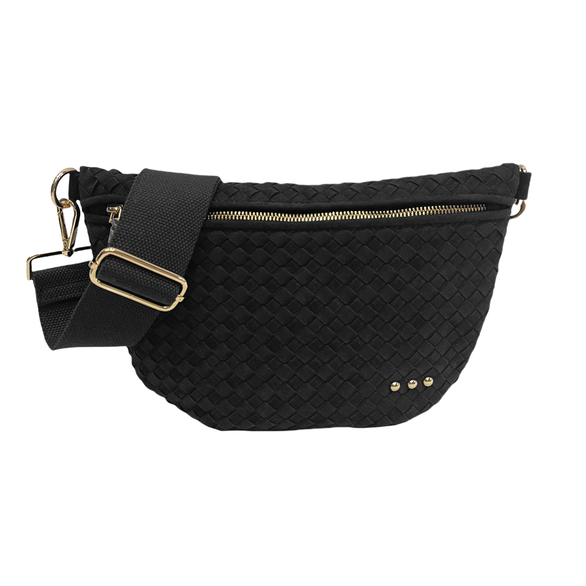 Suede Westlyn Woven Bum Bag: Suede Black