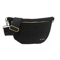 Suede Westlyn Woven Bum Bag: Suede Black