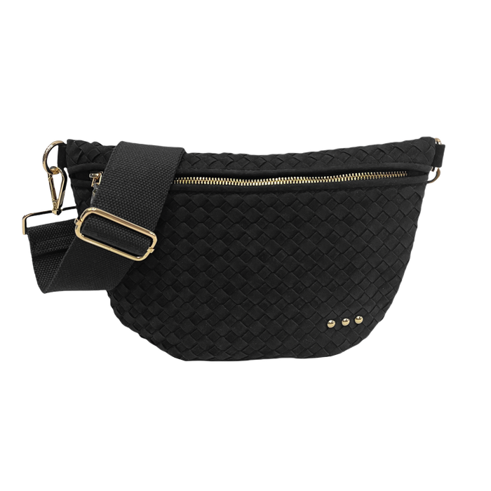 Suede Westlyn Woven Bum Bag: Suede Black