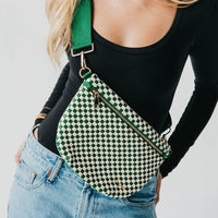 Westlyn Woven Bum Bag/Crossbody : Checkered Emerald