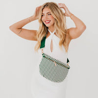 Westlyn Woven Bum Bag/Crossbody : Checkered Emerald