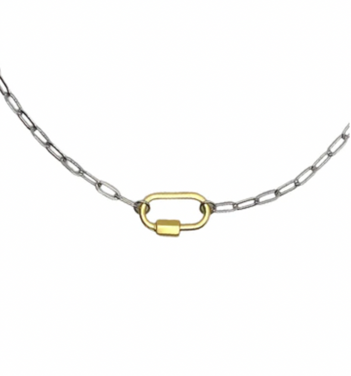 Clingy Carabiner Mixed Metal Necklace
