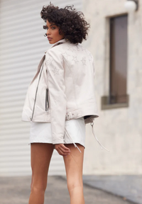 Mauritius Wana Star Studded Leather Jacket - White